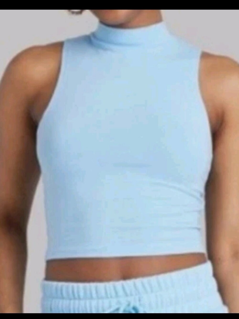 Women's Mock Turtleneck Tiny Tank Top - Wild Fable Light Blue L